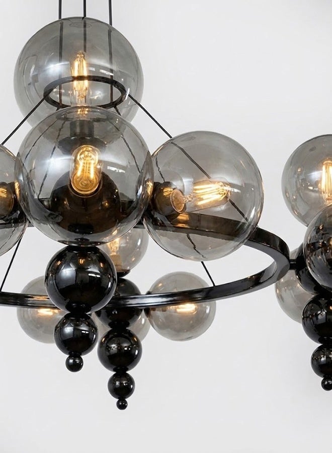SPOLUX Modern Lighting, Modern Chandelier, Light,  Black Color, 100x35x60 cm, Suitable  for bedroom and living room, Glass Material, Adjustable height. - Image 3